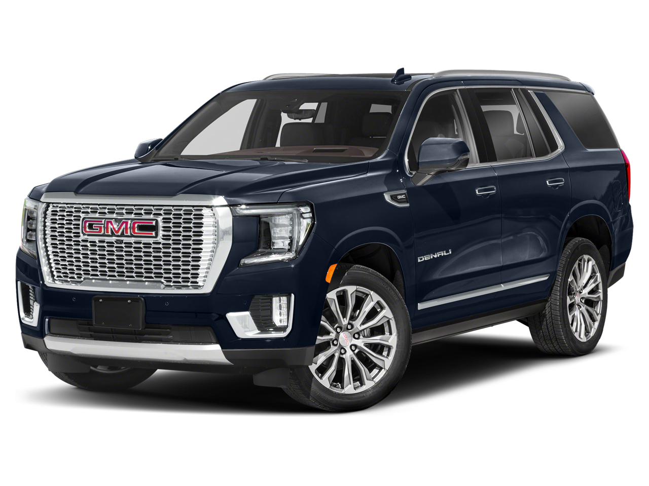 2022 GMC Yukon 2WD Denali in Midnight Blue Metallic — front three-quarter view