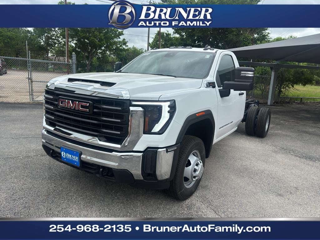 2026 GMC Sierra 3500 HD Chassis Cab Pro in Summit White — front three-quarter view