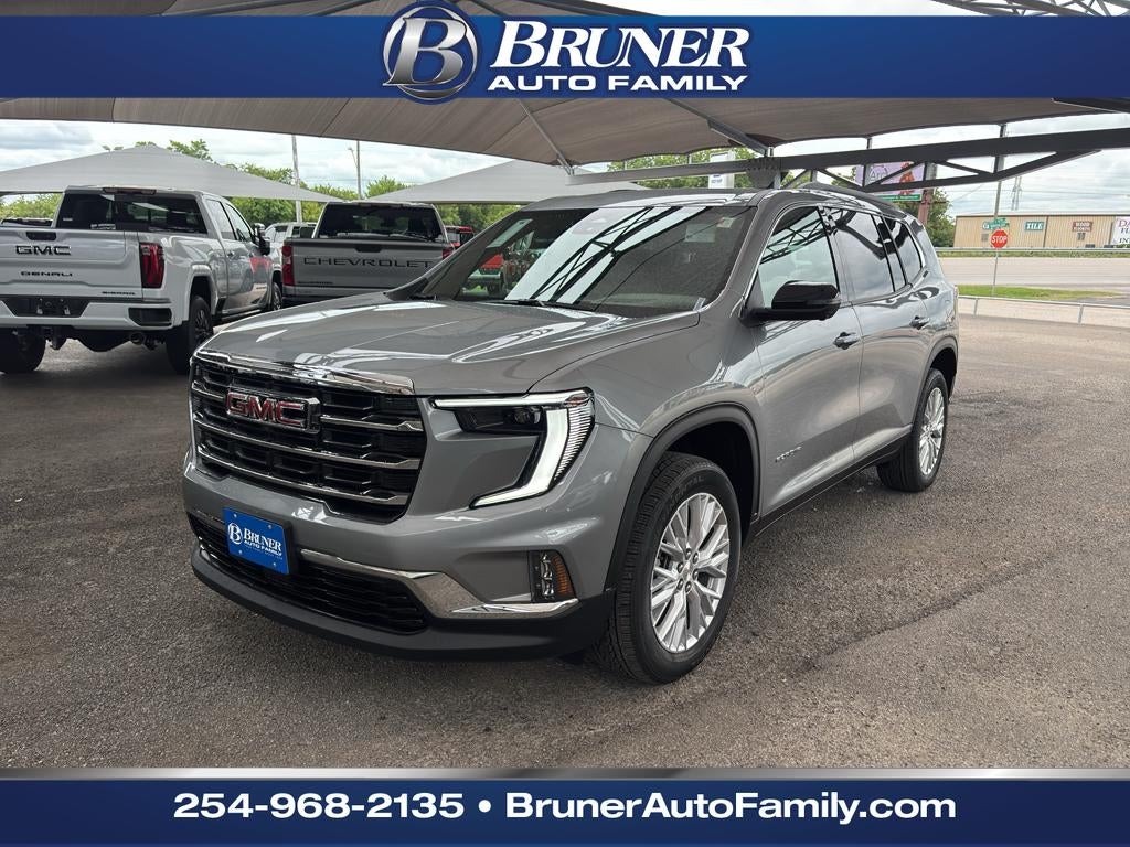 2026 GMC Acadia Elevation in Sterling Metallic — front three-quarter view