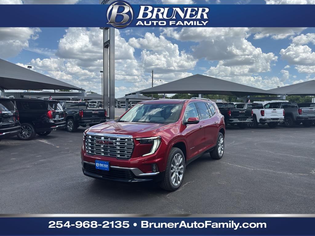 2026 GMC Acadia Denali in Volcanic Red Tintcoat — front three-quarter view