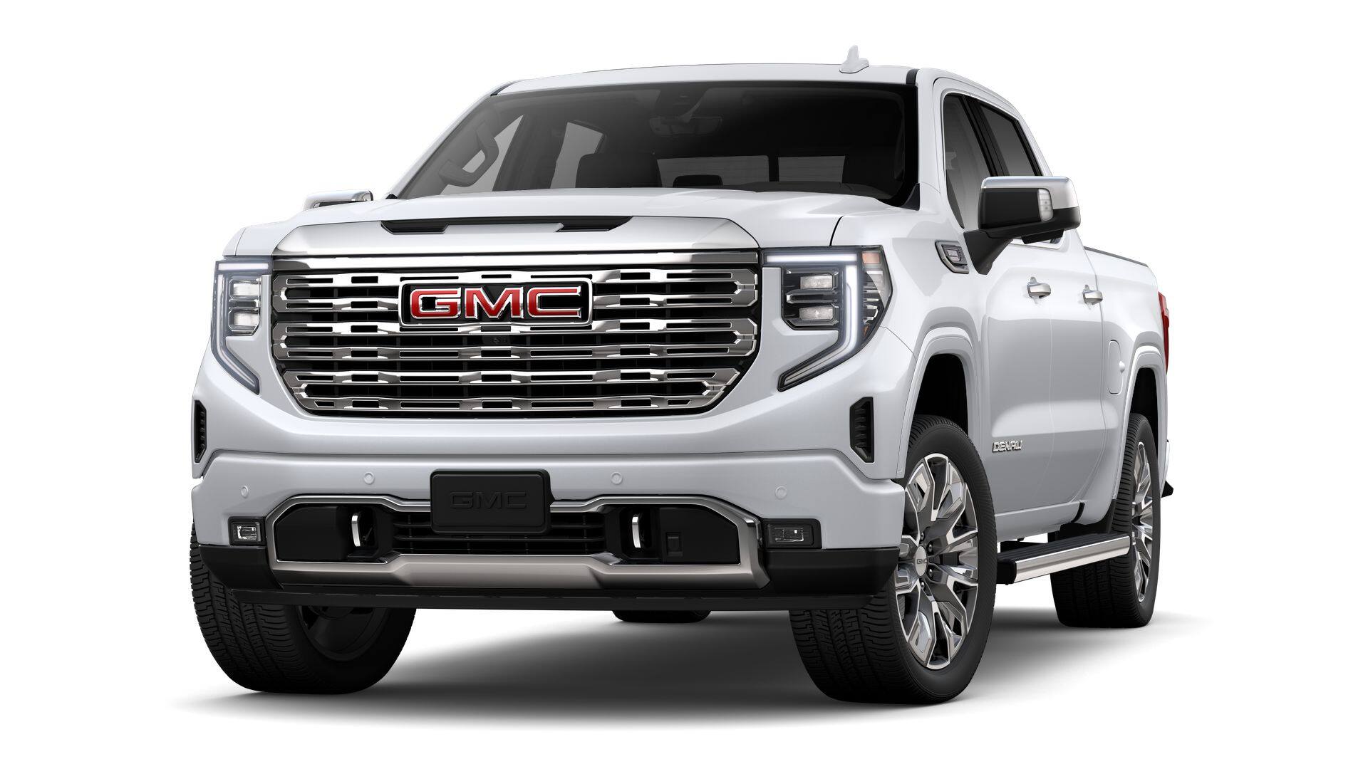 2026 GMC Sierra 1500 Denali in Glacier White Tricoat — front three-quarter view