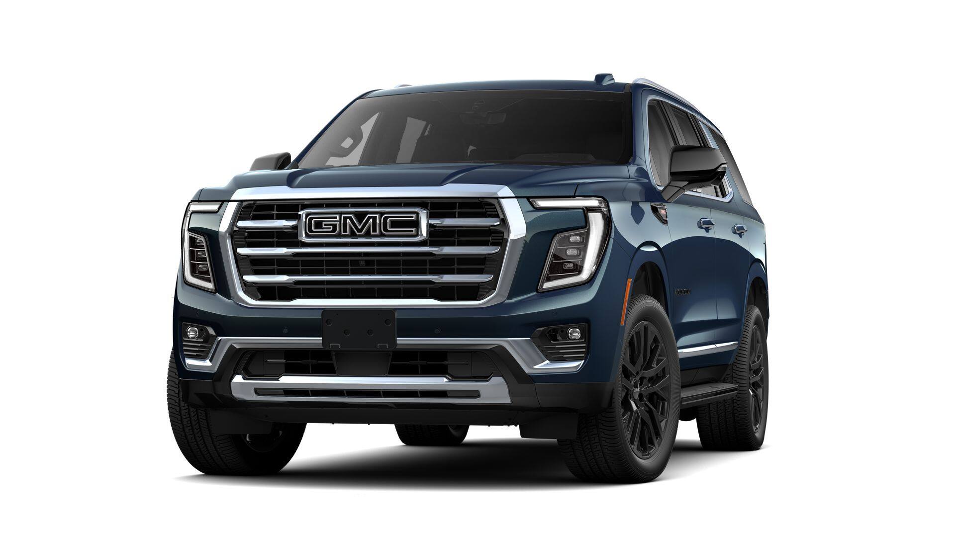 2026 GMC Yukon Elevation in Downpour Metallic — front three-quarter view